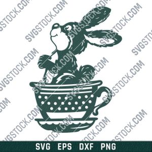 Cute bunny cup rabbit design files - DXF SVG EPS AI CDR