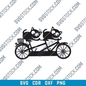 Cats with Bike DXF Files Image
