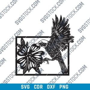 Bird with Flower DXF File