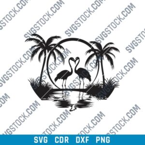 Sunset Flamingos DXF File