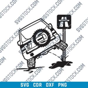 Car Pissing on Sign Road DXF File