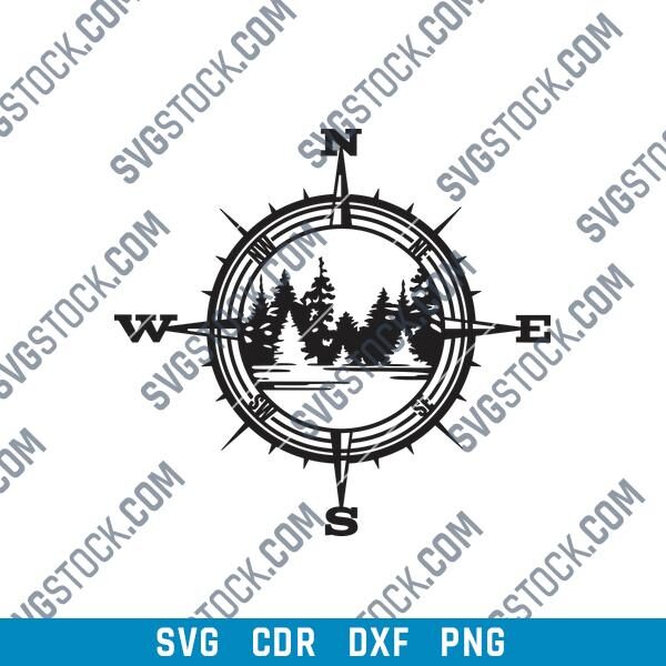 Trees Compass Scene DXF File