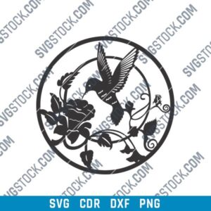 Hummingbird Floral DXF File
